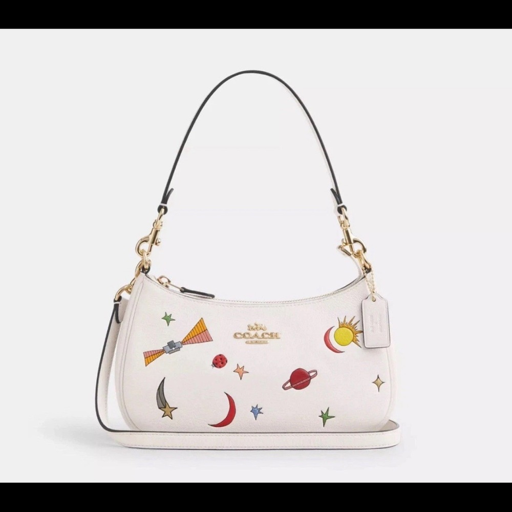 Coach Observed by Us Teri White Space-Themed Shoulder Bag RARE